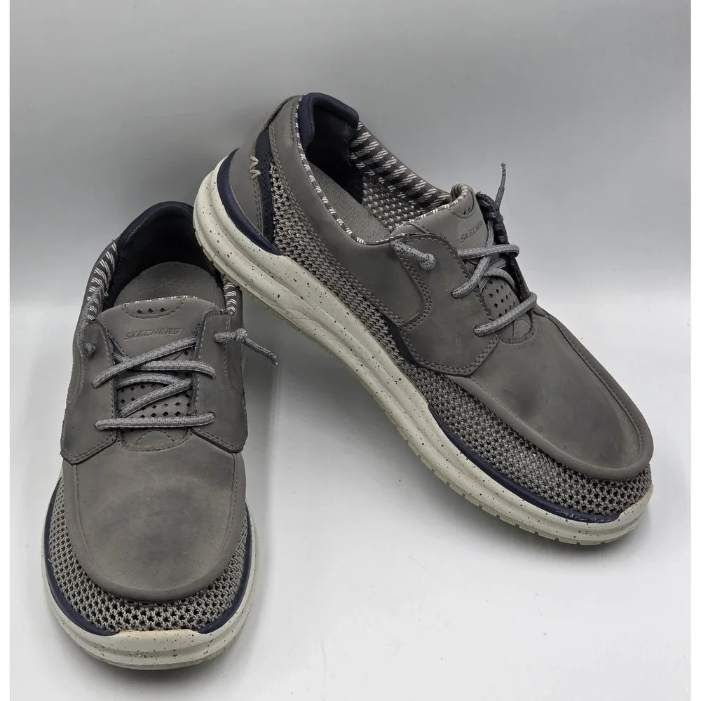 Skechers Arch Fit Melo Waymer Mens 9 Charcoal Slip On Walking Shoes Gray